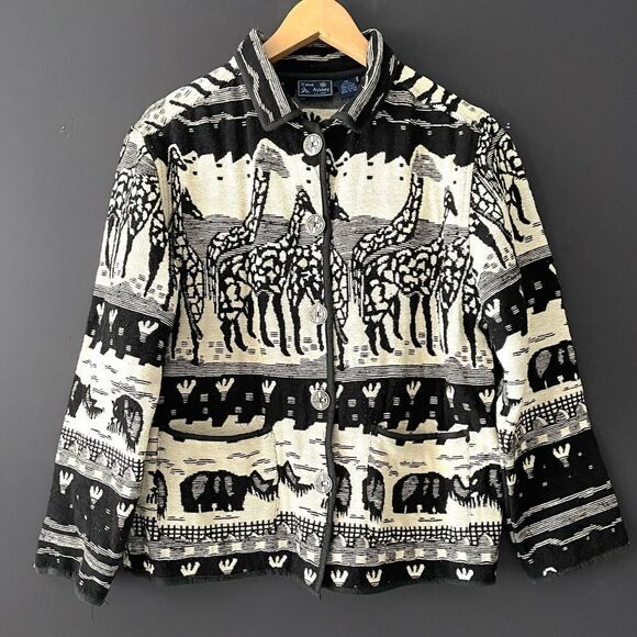 Jane Ashley Jackets & Blazers - Vintage Jane Ashley jacquard African Print Jacket Size S 263